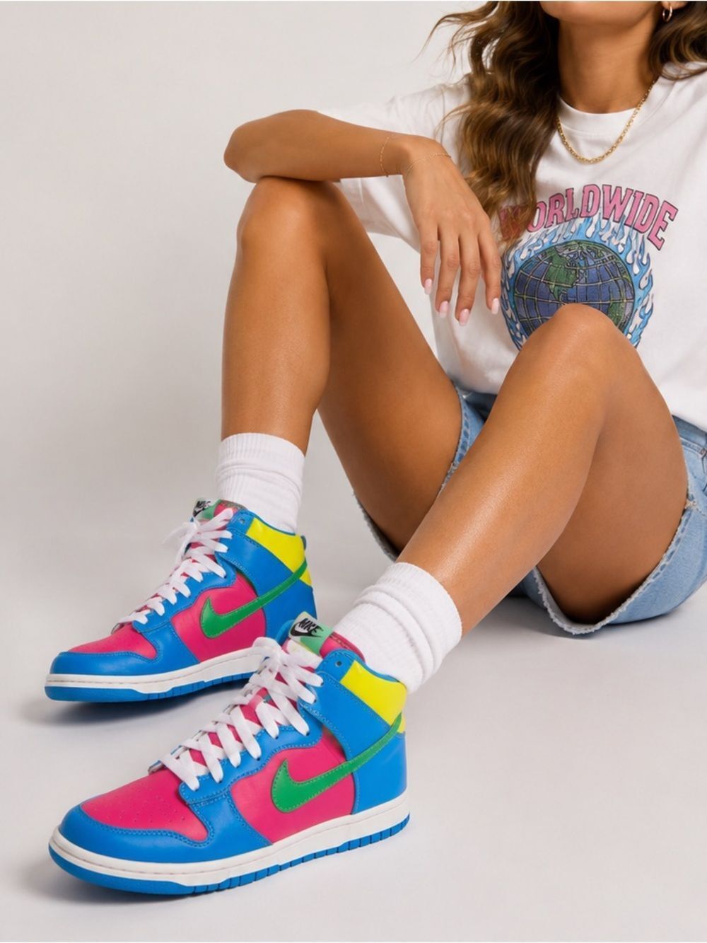 Nike Dunk High GS Cherry / Blue-Green - Yellow Rare